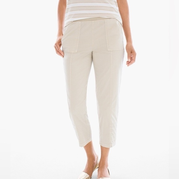Chico’s Zenergy Square Pocket Crop Pants NWT Natural Tan Chicos 3 XL Pull-on - Picture 1 of 10